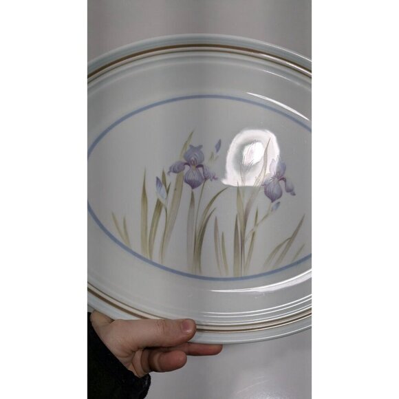 Royal Doulton Blue Iris Oval Serving Platter 13.25" Lambethware England - Picture 3 of 9